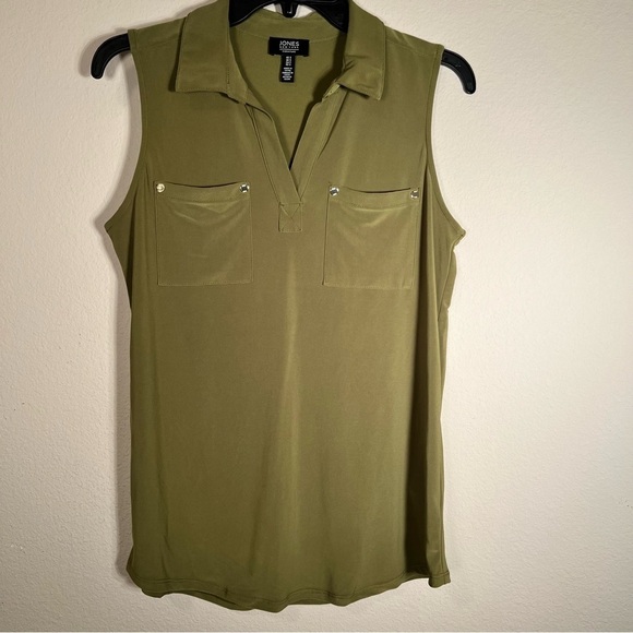Jones New York Olive Green Sleeveless Blouse Size S - Picture 3 of 8
